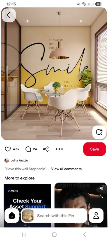 Touchez le menu à trois points sur un pin Pinterest pour copier son lien